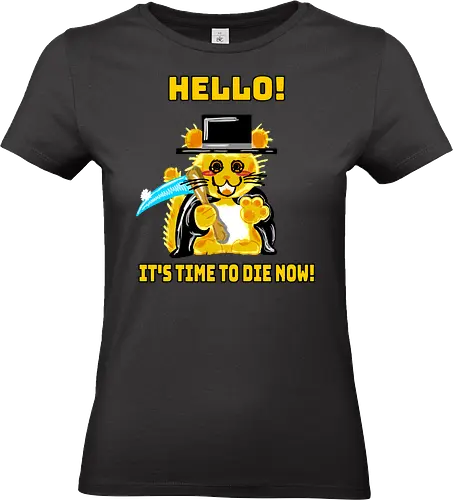 Schneller Tod auf Samtpfoten - kawaii, katze, gepard, cheetah, sensenmann, grim reaper, lustig, horror, sarkasmus, schwarzer humor, niedlich gruselig, cartoon katze, comic stil, dunkler humor, irony, meme stil, popkultur, kawaii horror, witziges motiv, funny design, alternative kunst, gothic süß, tierillustration, geschenkidee, trendig - Standard T-Shirt (Frauen)