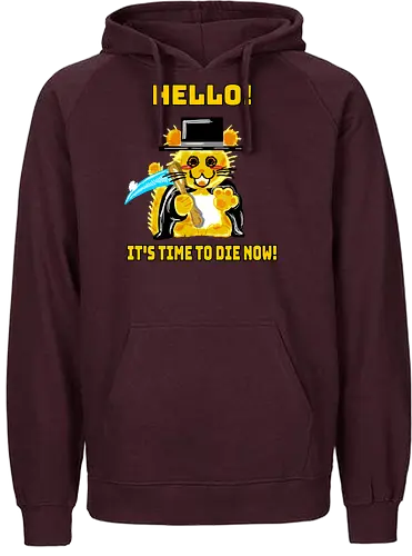 Schneller Tod auf Samtpfoten - kawaii, katze, gepard, cheetah, sensenmann, grim reaper, lustig, horror, sarkasmus, schwarzer humor, niedlich gruselig, cartoon katze, comic stil, dunkler humor, irony, meme stil, popkultur, kawaii horror, witziges motiv, funny design, alternative kunst, gothic süß, tierillustration, geschenkidee, trendig - Fairtrade Hoodie
