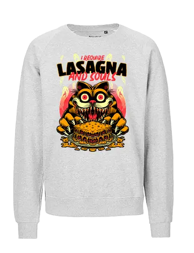 Creepy Cat Lasagna  - Food, Fast Food, Lasagna, Soul, Demon, Devil, Hungry, Tv Show, Retro Vintage, Vintage, Internet, Meme, Memes, Comic, Comics, Tv Show, Movie, Animation, Creepy, Ghosts, Scary - Fairtrade Sweatshirt