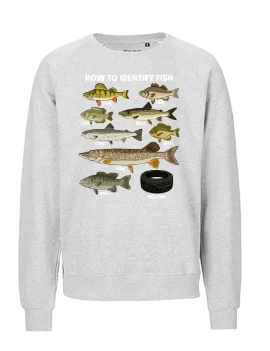 How to Indetify Fish - fish, aquarium, fish lover, fisherman, fishing, funny, lake, ocean, ocean life, salmon, sea, sea life, seafood, trout, water - Fairtrade Sweatshirt