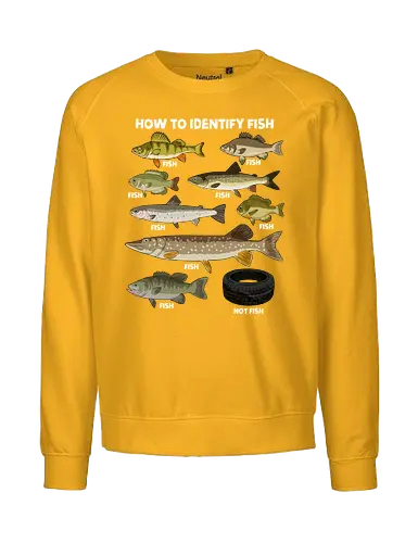 How to Indetify Fish - fish, aquarium, fish lover, fisherman, fishing, funny, lake, ocean, ocean life, salmon, sea, sea life, seafood, trout, water - Fairtrade Sweatshirt