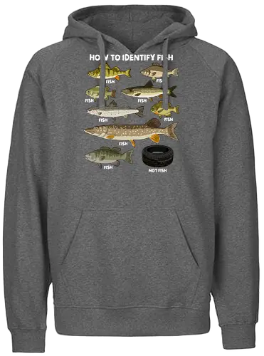 How to Indetify Fish - fish, aquarium, fish lover, fisherman, fishing, funny, lake, ocean, ocean life, salmon, sea, sea life, seafood, trout, water - Fairtrade Hoodie