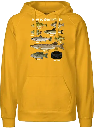 How to Indetify Fish - fish, aquarium, fish lover, fisherman, fishing, funny, lake, ocean, ocean life, salmon, sea, sea life, seafood, trout, water - Fairtrade Hoodie
