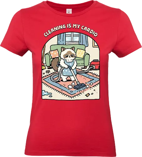 Cleaning Is My Cardio - cardio, cat, cleaner, cleaning, exercise, fitness, funny, gym, housekeeper, housekeeping, inspiration, kitten, kitty, motivation, workout - Standard T-Shirt (Frauen)