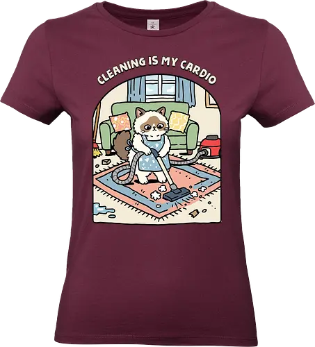 Cleaning Is My Cardio - cardio, cat, cleaner, cleaning, exercise, fitness, funny, gym, housekeeper, housekeeping, inspiration, kitten, kitty, motivation, workout - Standard T-Shirt (Frauen)