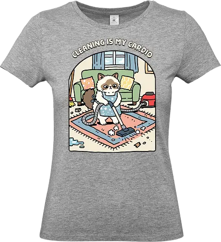 Cleaning Is My Cardio - cardio, cat, cleaner, cleaning, exercise, fitness, funny, gym, housekeeper, housekeeping, inspiration, kitten, kitty, motivation, workout - Standard T-Shirt (Frauen)