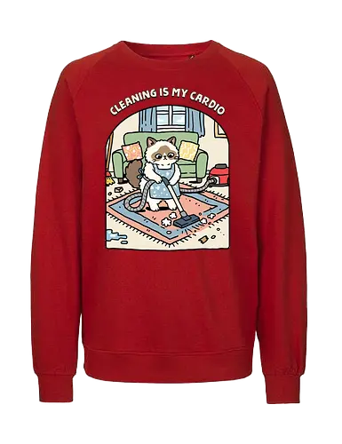 Cleaning Is My Cardio - cardio, cat, cleaner, cleaning, exercise, fitness, funny, gym, housekeeper, housekeeping, inspiration, kitten, kitty, motivation, workout - Fairtrade Sweatshirt