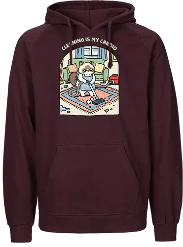 Cleaning Is My Cardio - cardio, cat, cleaner, cleaning, exercise, fitness, funny, gym, housekeeper, housekeeping, inspiration, kitten, kitty, motivation, workout - Fairtrade Hoodie