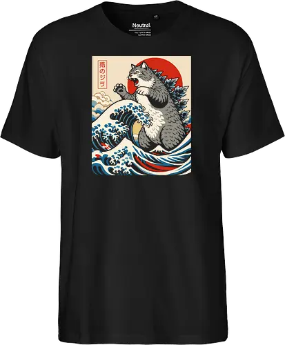Catzilla: The Great Wave" Japanese Retro Kaiju Cat Graphic T-Shirt