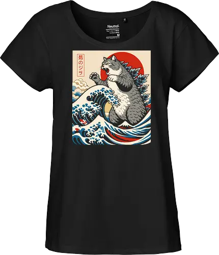 Catzilla: The Great Wave" Japanese Retro Kaiju Cat Graphic T-Shirt