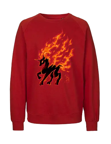 infernal unicorn  - pegassus, unicorn, horse, fire, flame, illustration, year, zodiac, unicorn, myth, mythical, creature, monster, animal, angry, wild, beast - Fairtrade Sweatshirt