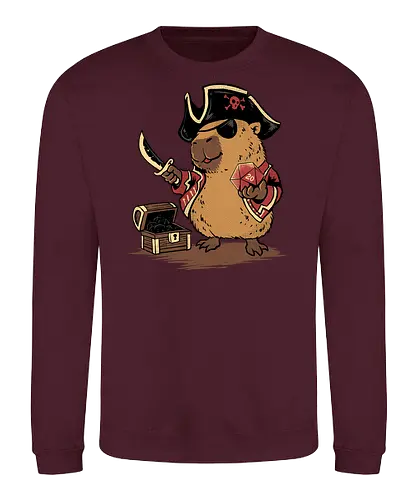 captainbara - capybara, exotics, animal, fun, funny, summer, holiday, vacation, vintage, surfing, pirates, cute, funny, vintage - Sweatshirt