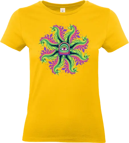all seeing horse - horse, psychedelic, mushroom, magic, symmetry, geometric, illustration, year, zodiac, unicorn, myth, mythical, creature, monster, animal, angry, wild, beast - Standard T-Shirt (Frauen)