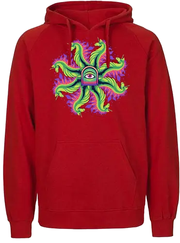 all seeing horse - horse, psychedelic, mushroom, magic, symmetry, geometric, illustration, year, zodiac, unicorn, myth, mythical, creature, monster, animal, angry, wild, beast - Fairtrade Hoodie