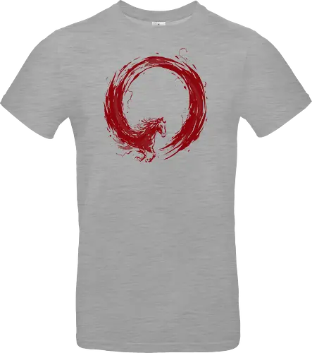 enso of red horse - horse, enso, zen, fire, flame, illustration, year, zodiac, unicorn, myth, mythical, creature, monster, animal, angry, wild, beast - Standard T-Shirt
