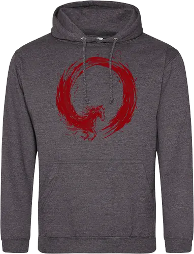 enso of red horse - horse, enso, zen, fire, flame, illustration, year, zodiac, unicorn, myth, mythical, creature, monster, animal, angry, wild, beast - Standard Hoodie