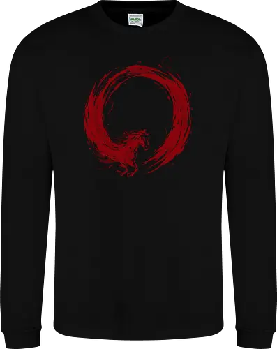 enso of red horse - horse, enso, zen, fire, flame, illustration, year, zodiac, unicorn, myth, mythical, creature, monster, animal, angry, wild, beast - Sweatshirt