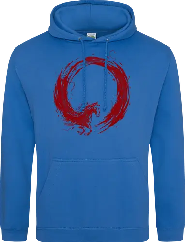 enso of red horse - horse, enso, zen, fire, flame, illustration, year, zodiac, unicorn, myth, mythical, creature, monster, animal, angry, wild, beast - Standard Hoodie