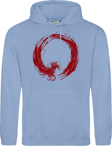 enso of red horse - horse, enso, zen, fire, flame, illustration, year, zodiac, unicorn, myth, mythical, creature, monster, animal, angry, wild, beast - Standard Hoodie