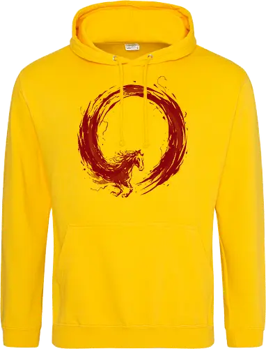 enso of red horse - horse, enso, zen, fire, flame, illustration, year, zodiac, unicorn, myth, mythical, creature, monster, animal, angry, wild, beast - Standard Hoodie