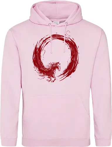 enso of red horse - horse, enso, zen, fire, flame, illustration, year, zodiac, unicorn, myth, mythical, creature, monster, animal, angry, wild, beast - Standard Hoodie