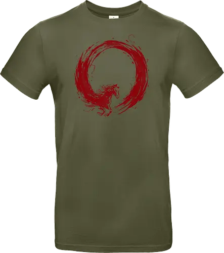 enso of red horse - horse, enso, zen, fire, flame, illustration, year, zodiac, unicorn, myth, mythical, creature, monster, animal, angry, wild, beast - Standard T-Shirt