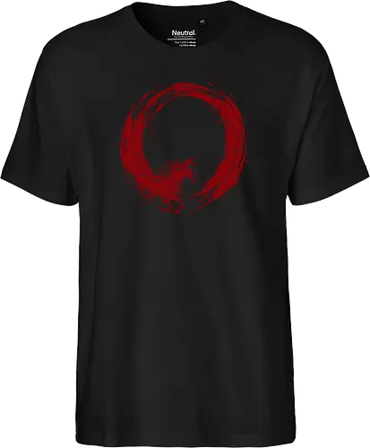 enso of red horse - horse, enso, zen, fire, flame, illustration, year, zodiac, unicorn, myth, mythical, creature, monster, animal, angry, wild, beast - Fairtrade T-Shirt