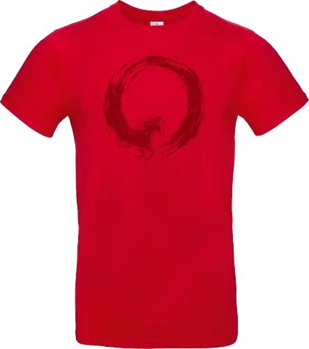 enso of red horse - horse, enso, zen, fire, flame, illustration, year, zodiac, unicorn, myth, mythical, creature, monster, animal, angry, wild, beast - Standard T-Shirt