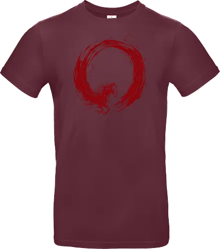 enso of red horse - horse, enso, zen, fire, flame, illustration, year, zodiac, unicorn, myth, mythical, creature, monster, animal, angry, wild, beast - Standard T-Shirt