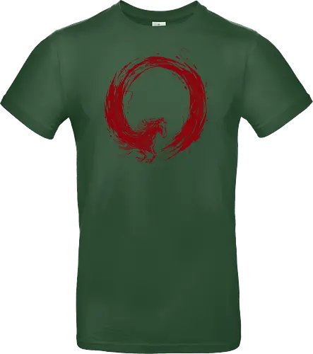 enso of red horse - horse, enso, zen, fire, flame, illustration, year, zodiac, unicorn, myth, mythical, creature, monster, animal, angry, wild, beast - Standard T-Shirt