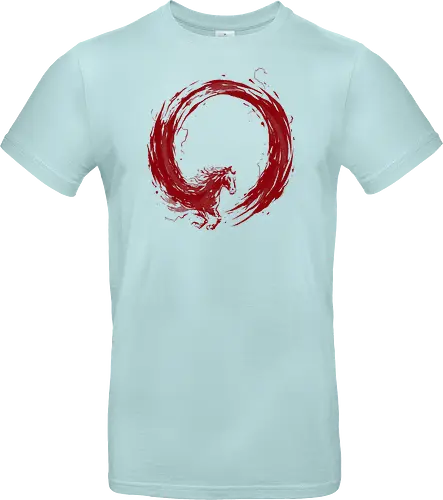 enso of red horse - horse, enso, zen, fire, flame, illustration, year, zodiac, unicorn, myth, mythical, creature, monster, animal, angry, wild, beast - Standard T-Shirt