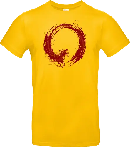 enso of red horse - horse, enso, zen, fire, flame, illustration, year, zodiac, unicorn, myth, mythical, creature, monster, animal, angry, wild, beast - Standard T-Shirt