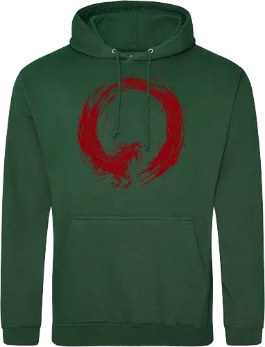 enso of red horse - horse, enso, zen, fire, flame, illustration, year, zodiac, unicorn, myth, mythical, creature, monster, animal, angry, wild, beast - Standard Hoodie