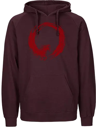 enso of red horse - horse, enso, zen, fire, flame, illustration, year, zodiac, unicorn, myth, mythical, creature, monster, animal, angry, wild, beast - Fairtrade Hoodie
