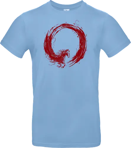 enso of red horse - horse, enso, zen, fire, flame, illustration, year, zodiac, unicorn, myth, mythical, creature, monster, animal, angry, wild, beast - Standard T-Shirt