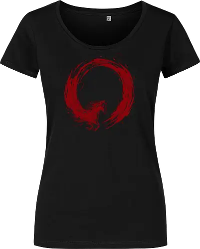 enso of red horse - horse, enso, zen, fire, flame, illustration, year, zodiac, unicorn, myth, mythical, creature, monster, animal, angry, wild, beast - Damen T-Shirt