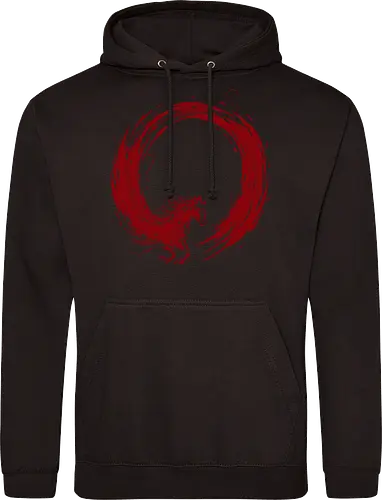 enso of red horse - horse, enso, zen, fire, flame, illustration, year, zodiac, unicorn, myth, mythical, creature, monster, animal, angry, wild, beast - Standard Hoodie