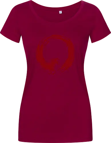 enso of red horse - horse, enso, zen, fire, flame, illustration, year, zodiac, unicorn, myth, mythical, creature, monster, animal, angry, wild, beast - Damen T-Shirt