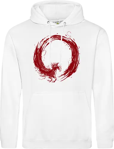 enso of red horse - horse, enso, zen, fire, flame, illustration, year, zodiac, unicorn, myth, mythical, creature, monster, animal, angry, wild, beast - Standard Hoodie