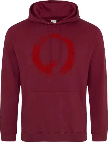 enso of red horse - horse, enso, zen, fire, flame, illustration, year, zodiac, unicorn, myth, mythical, creature, monster, animal, angry, wild, beast - Standard Hoodie