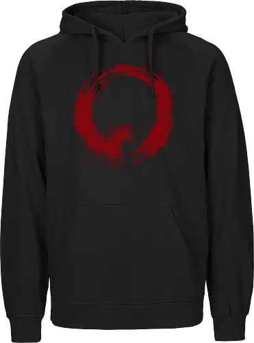 enso of red horse - horse, enso, zen, fire, flame, illustration, year, zodiac, unicorn, myth, mythical, creature, monster, animal, angry, wild, beast - Fairtrade Hoodie