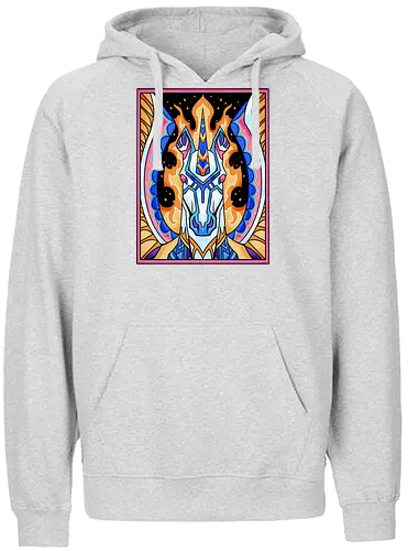 prismatic guardian  - horse, psychedelic, mushroom, magic, symmetry, geometric, illustration, year, zodiac, unicorn, myth, mythical, creature, monster, animal, angry, wild, beast - Fairtrade Hoodie