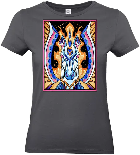 prismatic guardian  - horse, psychedelic, mushroom, magic, symmetry, geometric, illustration, year, zodiac, unicorn, myth, mythical, creature, monster, animal, angry, wild, beast - Standard T-Shirt (Frauen)