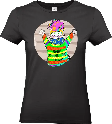 Rage against the beige - Ringelpullisprüche, Ringeldinger, streifenweise, Spruch, Weisheit, Motivation, Ringelpulli, SprücheShirt, Cartoon Illustration, Statement, Handgezeichnet, Humor, Selbstironie, Streifenpulli, Spruchshirt, deutsch - Standard T-Shirt (Frauen)
