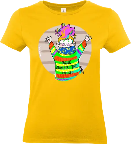 Rage against the beige - Ringelpullisprüche, Ringeldinger, streifenweise, Spruch, Weisheit, Motivation, Ringelpulli, SprücheShirt, Cartoon Illustration, Statement, Handgezeichnet, Humor, Selbstironie, Streifenpulli, Spruchshirt, deutsch - Standard T-Shirt (Frauen)