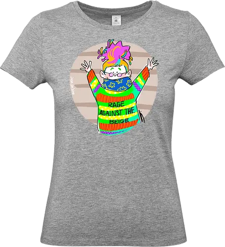 Rage against the beige - Ringelpullisprüche, Ringeldinger, streifenweise, Spruch, Weisheit, Motivation, Ringelpulli, SprücheShirt, Cartoon Illustration, Statement, Handgezeichnet, Humor, Selbstironie, Streifenpulli, Spruchshirt, deutsch - Standard T-Shirt (Frauen)