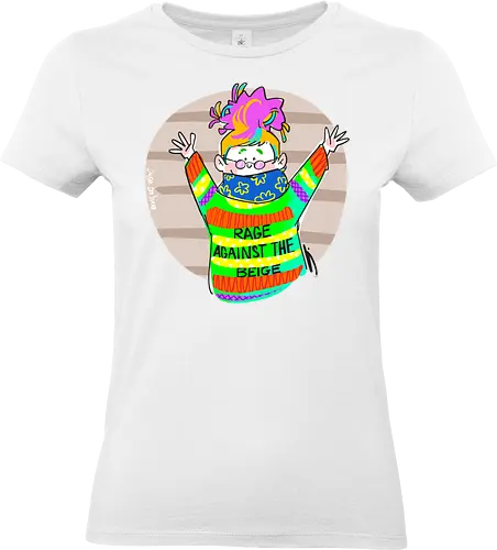 Rage against the beige - Ringelpullisprüche, Ringeldinger, streifenweise, Spruch, Weisheit, Motivation, Ringelpulli, SprücheShirt, Cartoon Illustration, Statement, Handgezeichnet, Humor, Selbstironie, Streifenpulli, Spruchshirt, deutsch - Standard T-Shirt (Frauen)