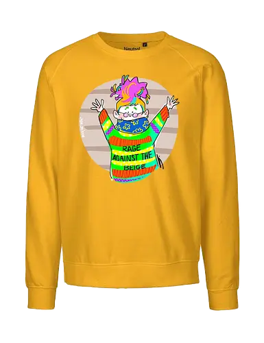 Rage against the beige - Ringelpullisprüche, Ringeldinger, streifenweise, Spruch, Weisheit, Motivation, Ringelpulli, SprücheShirt, Cartoon Illustration, Statement, Handgezeichnet, Humor, Selbstironie, Streifenpulli, Spruchshirt, deutsch - Fairtrade Sweatshirt