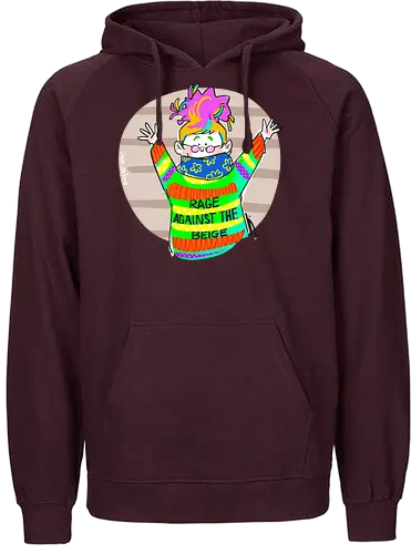 Rage against the beige - Ringelpullisprüche, Ringeldinger, streifenweise, Spruch, Weisheit, Motivation, Ringelpulli, SprücheShirt, Cartoon Illustration, Statement, Handgezeichnet, Humor, Selbstironie, Streifenpulli, Spruchshirt, deutsch - Fairtrade Hoodie