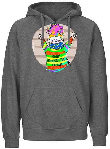 Rage against the beige - Ringelpullisprüche, Ringeldinger, streifenweise, Spruch, Weisheit, Motivation, Ringelpulli, SprücheShirt, Cartoon Illustration, Statement, Handgezeichnet, Humor, Selbstironie, Streifenpulli, Spruchshirt, deutsch - Fairtrade Hoodie
